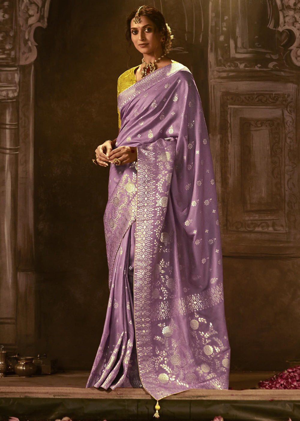 Buy MySilkLove Del Rio Purple Woven Designer Banarasi Silk Saree Online