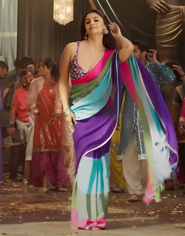 Alia Bhatt Inspired Multicolored Soft Georgette Partywear Saree