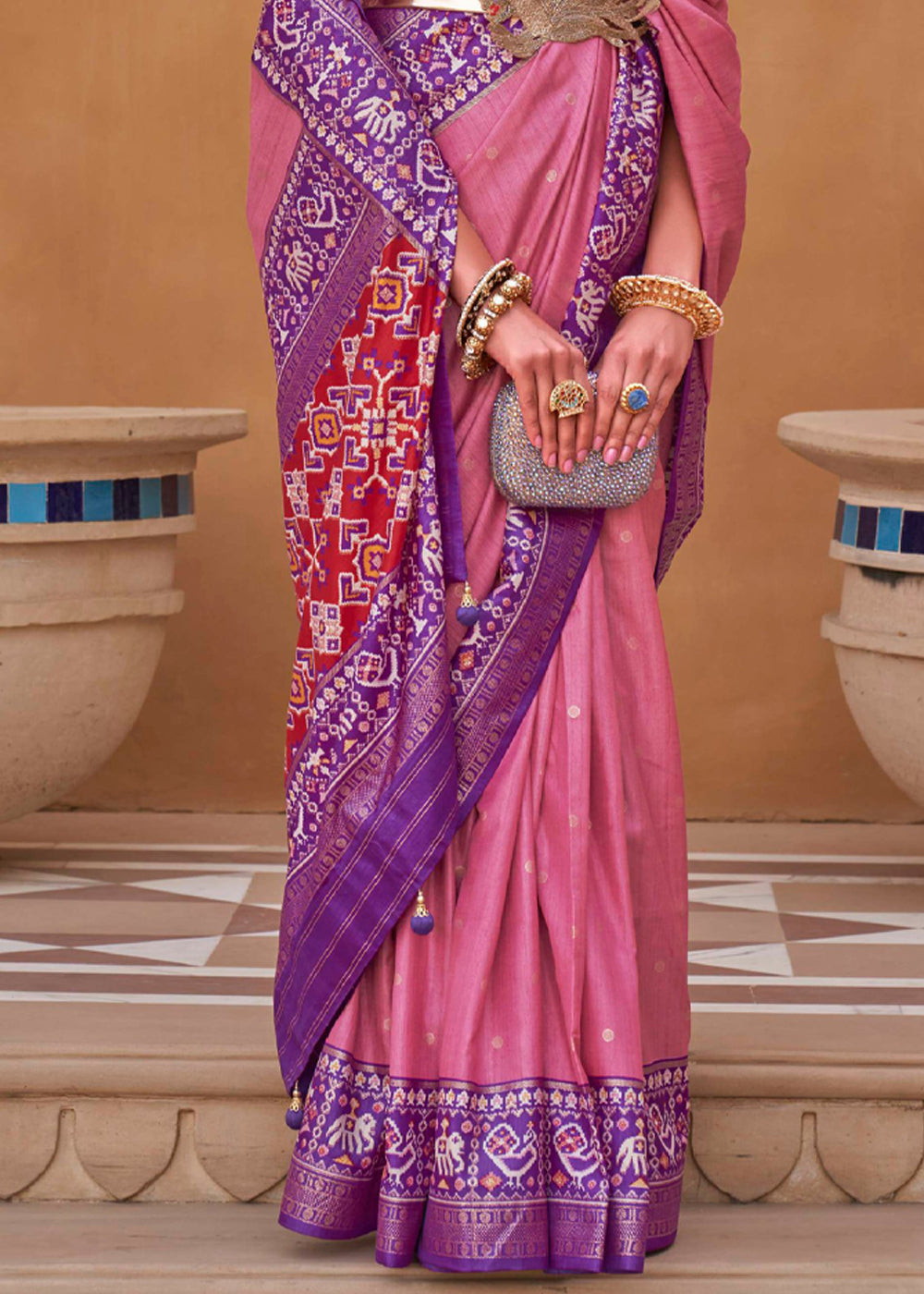 Buy MySilkLove Charm Pink and Purple Woven Patola Silk Saree Online