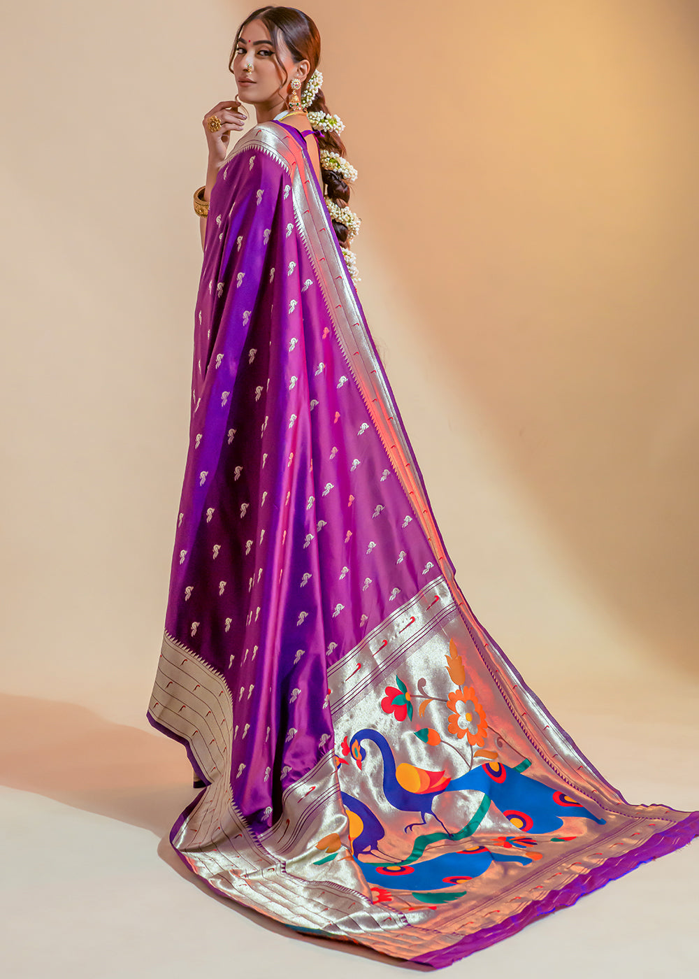 Buy MySilkLove Seance Purple Woven Paithani Silk Saree Online