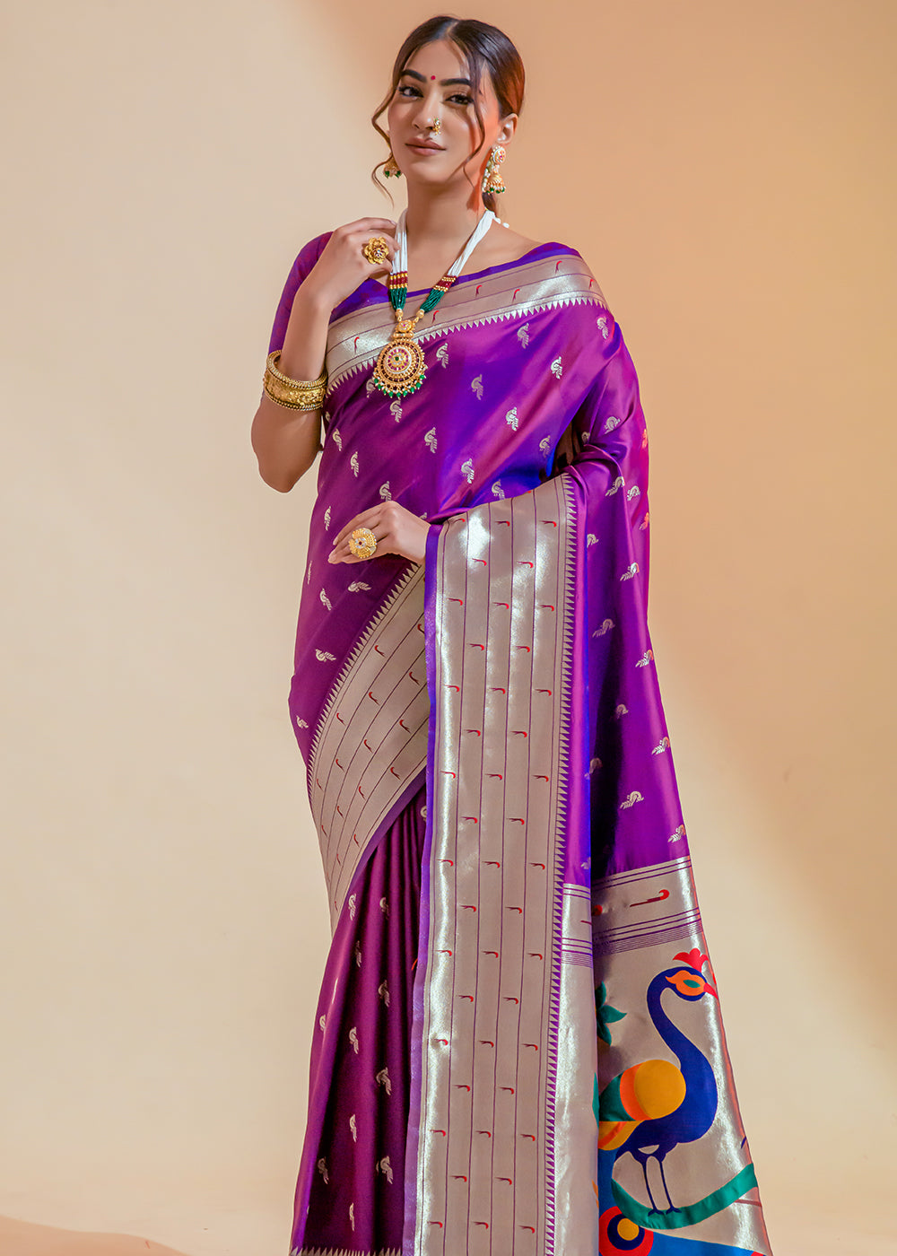 Buy MySilkLove Seance Purple Woven Paithani Silk Saree Online