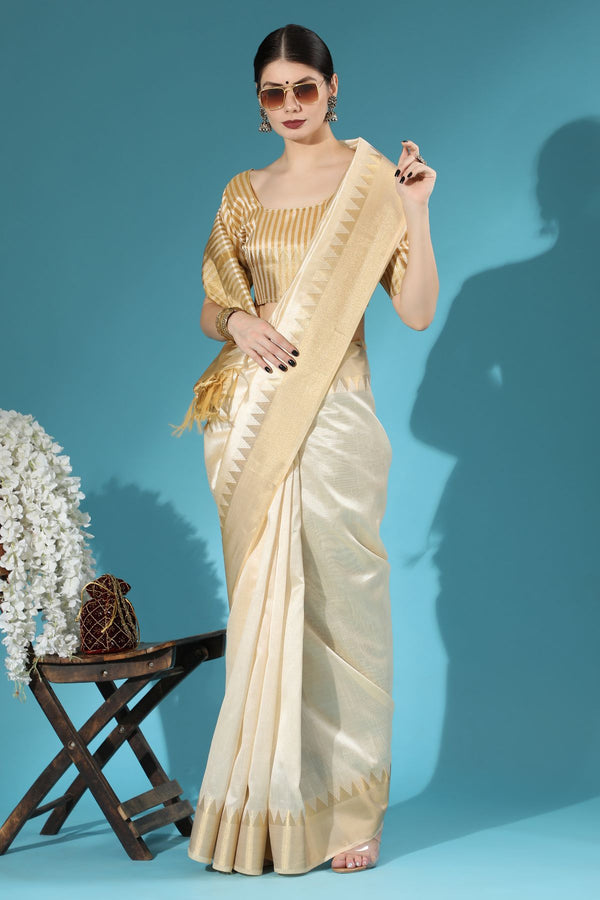 Buy MySilkLove Attractive Woven Assam Silk Saree With Temple Zari Border Online