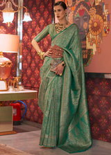 Camouflage Green Dual Tone Woven Kanjivaram Silk Saree
