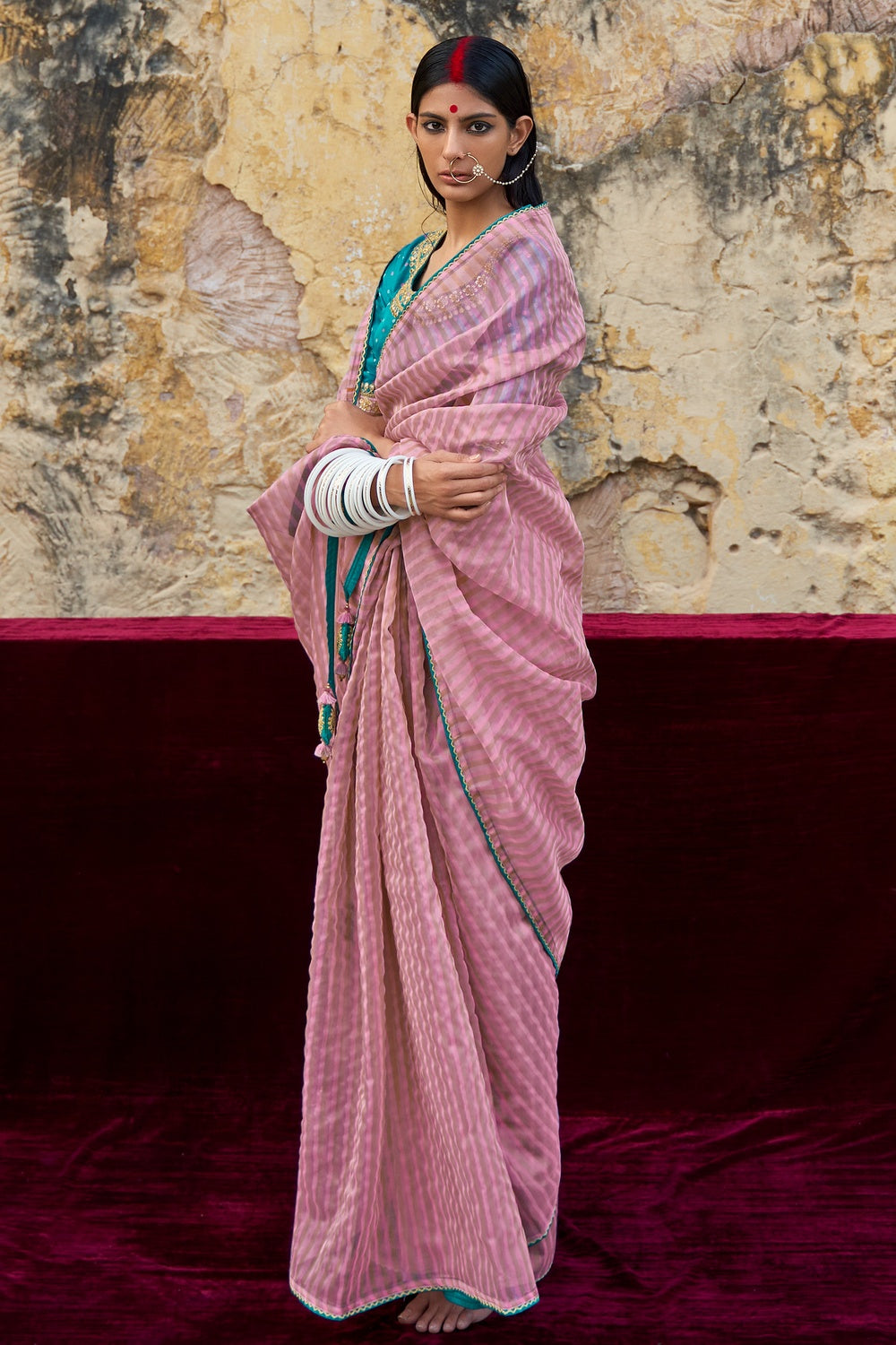 MySilkLove Kobi Pink Woven Organza Silk Saree