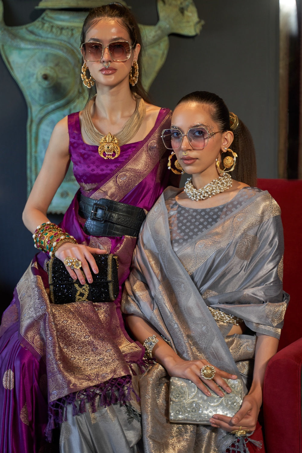 Buy MySilkLove Rouge Purple Woven Banarasi Silk Saree Online