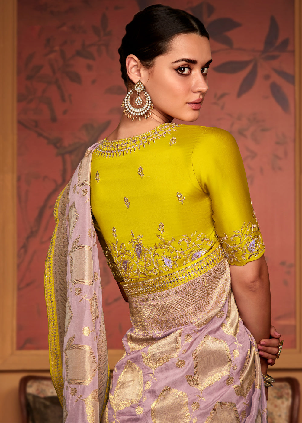 Buy MySilkLove Quicksand Purple Woven Banarasi Designer Silk Saree With Embroidered Blouse Online