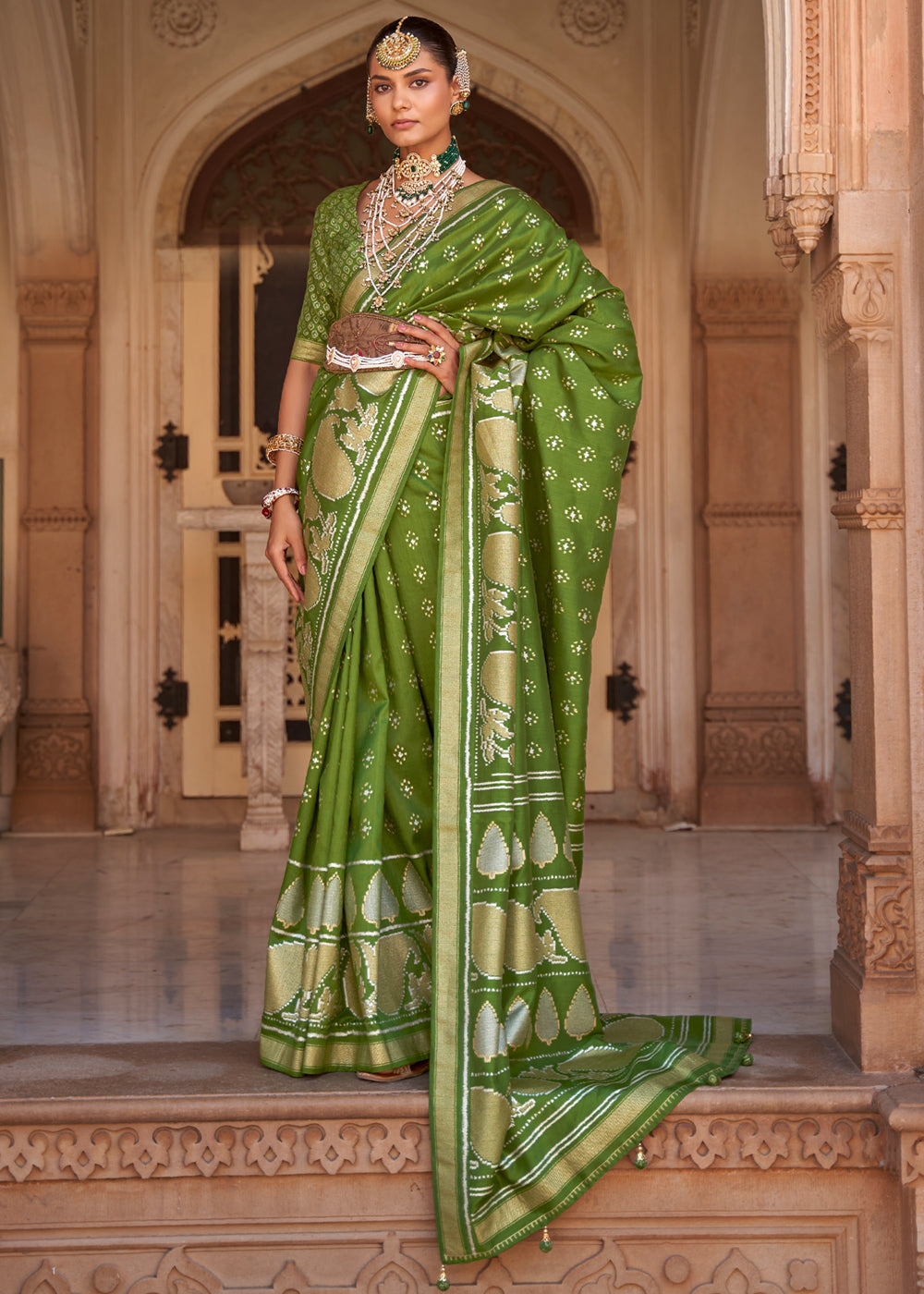 Buy MySilkLove Sycamore Green Woven Banarasi Soft Silk Saree Online