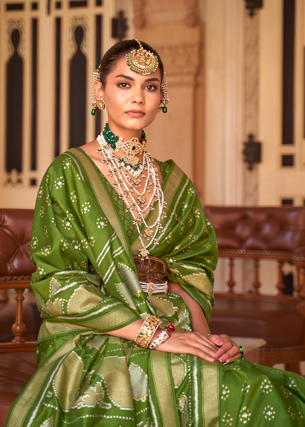 MySilkLove Sycamore Green Woven Banarasi Soft Silk Saree