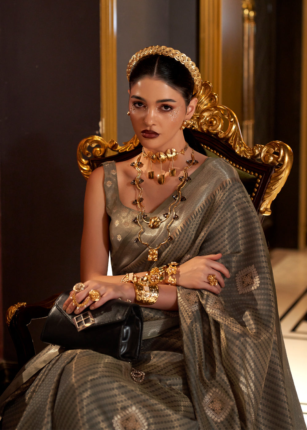 Buy MySilkLove Sandstone Grey Zari Woven Banarasi Silk Saree Online