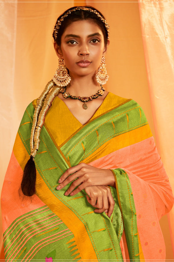 Yellow Banarasi Brocade Deep neck blouse - Byhand I Indian Ethnic