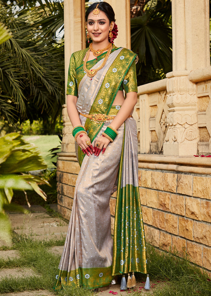 Tana Grey and Green Woven Kanjivaram Silk Saree