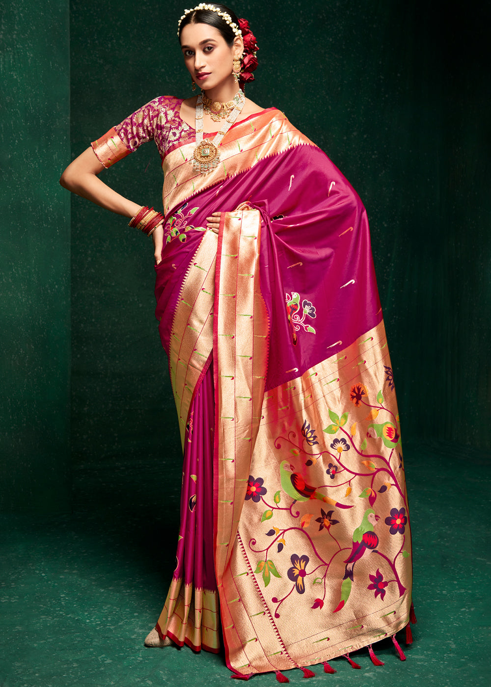 Buy MySilkLove Cabaret Pink Woven Paithani Silk Saree With Brocade Blouse Online