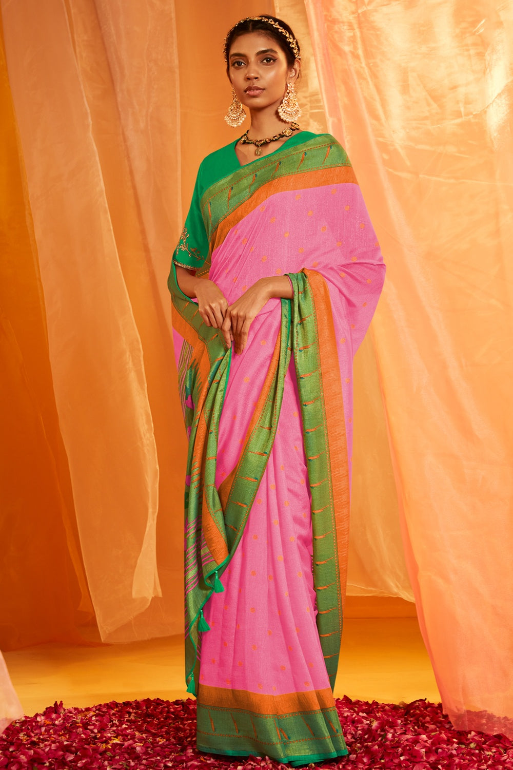 Buy MySilkLove Carissma Pink Woven Paithani Silk Saree Online