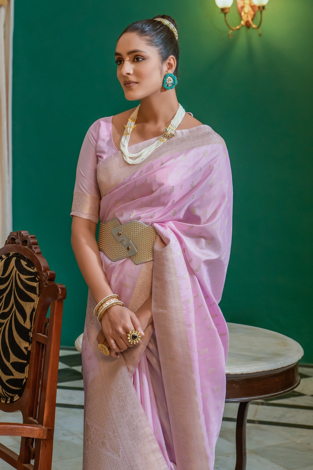 Buy MySilkLove Viola Pink Woven Soft Silk Saree Online