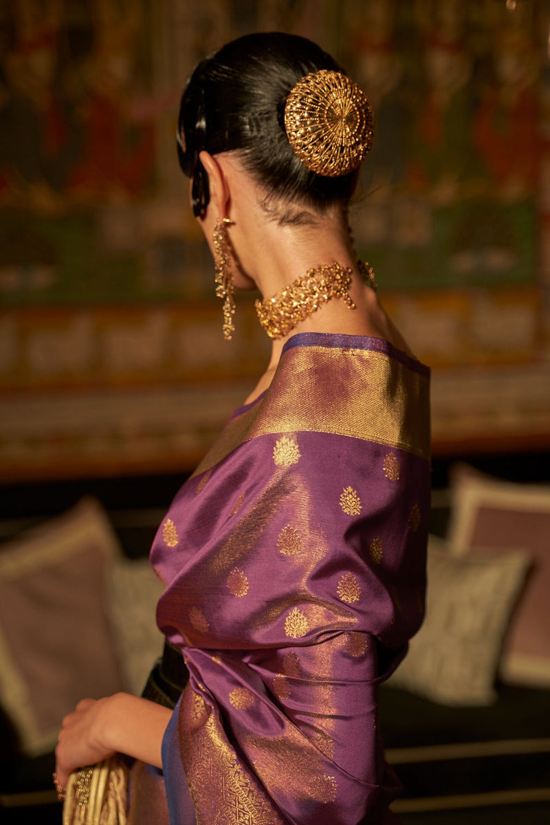 Charm Purple Woven Kanjivaram Handloom Silk Saree