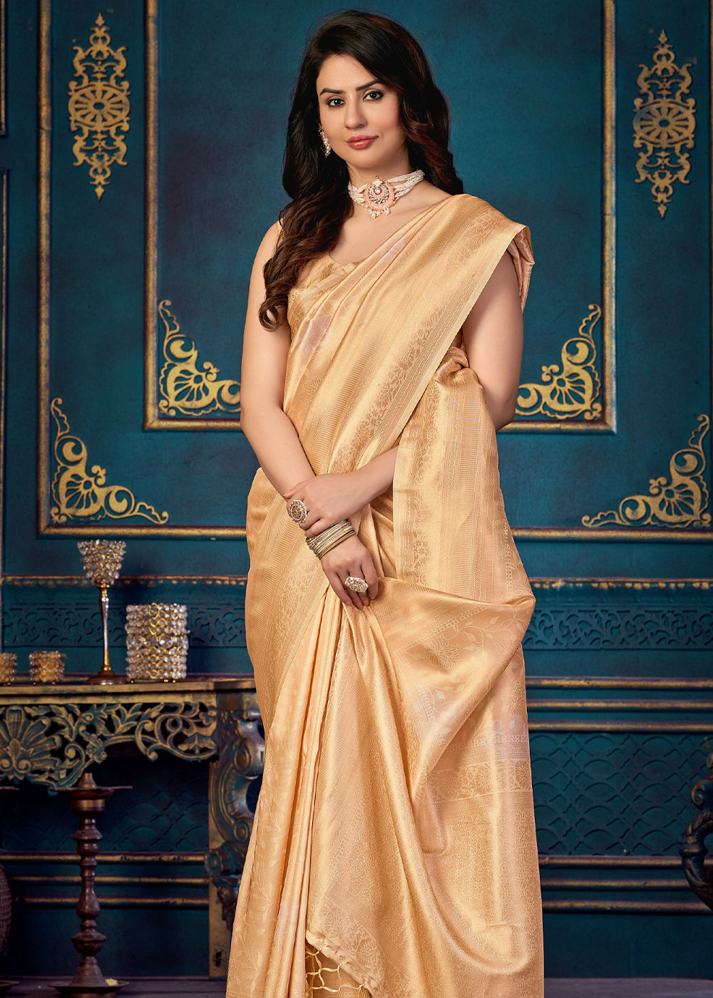 Buy MySilkLove New Orleans Golden Woven Banarasi Jacquard Silk Saree Online