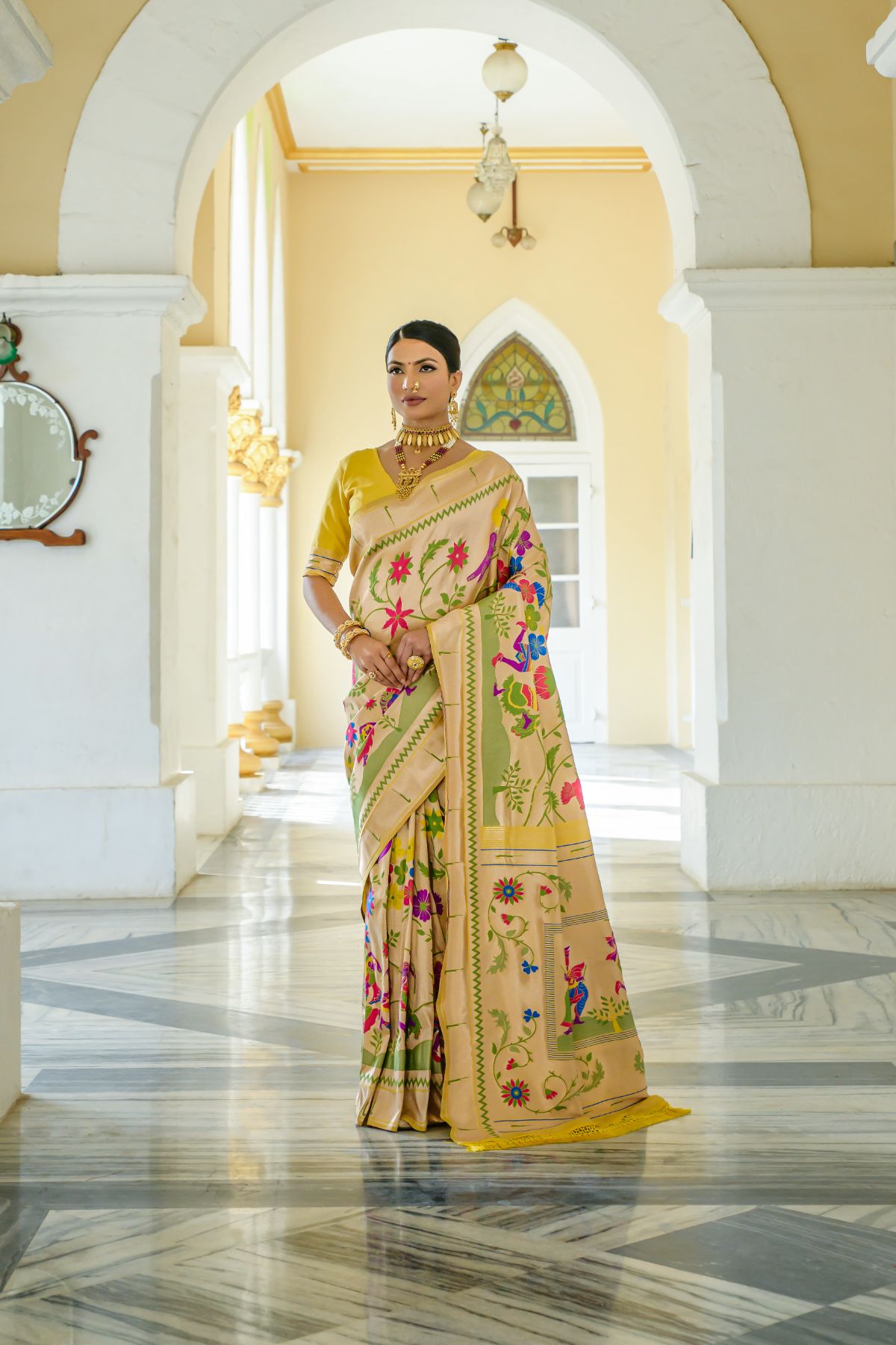 Buy MySilkLove Equator Yellow Woven Paithani Silk Saree Online