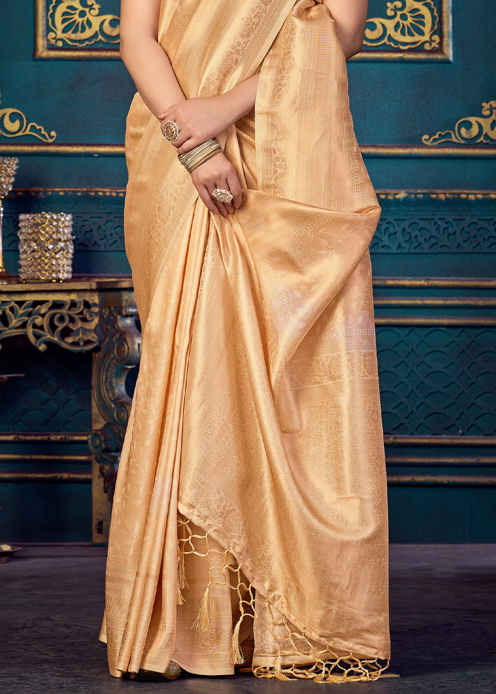 Buy MySilkLove New Orleans Golden Woven Banarasi Jacquard Silk Saree Online