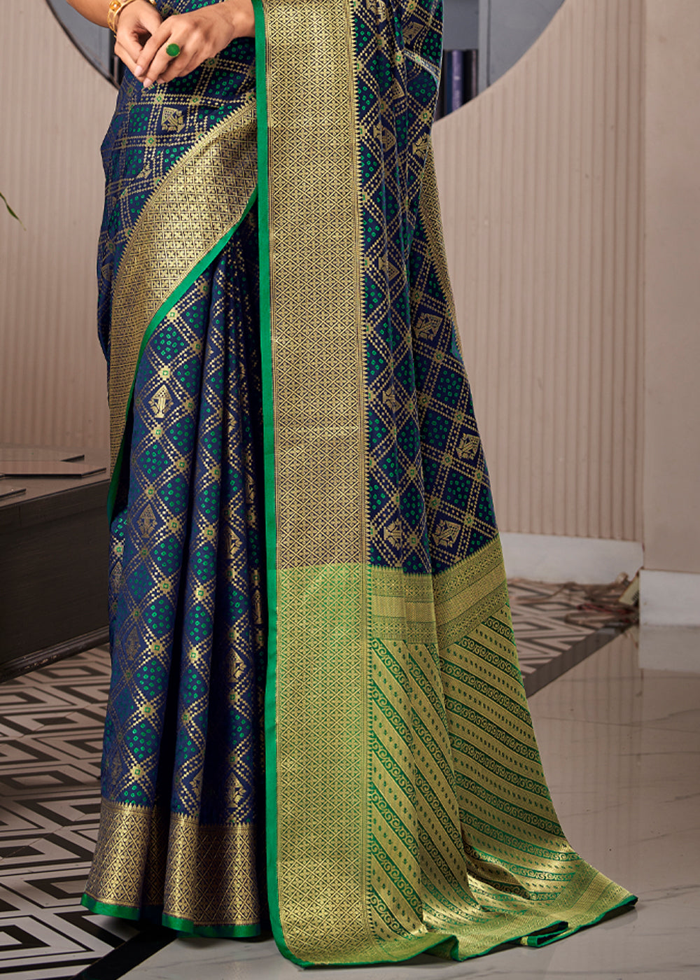 Buy MySilkLove Nile Blue Woven Patola Soft Silk Saree Online