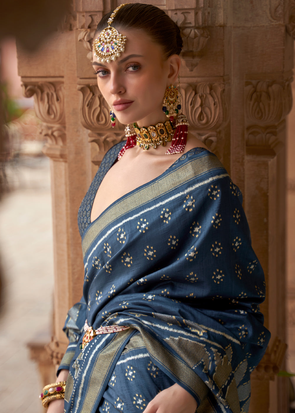 MySilkLove Nevada Blue Woven Banarasi Soft Silk Saree