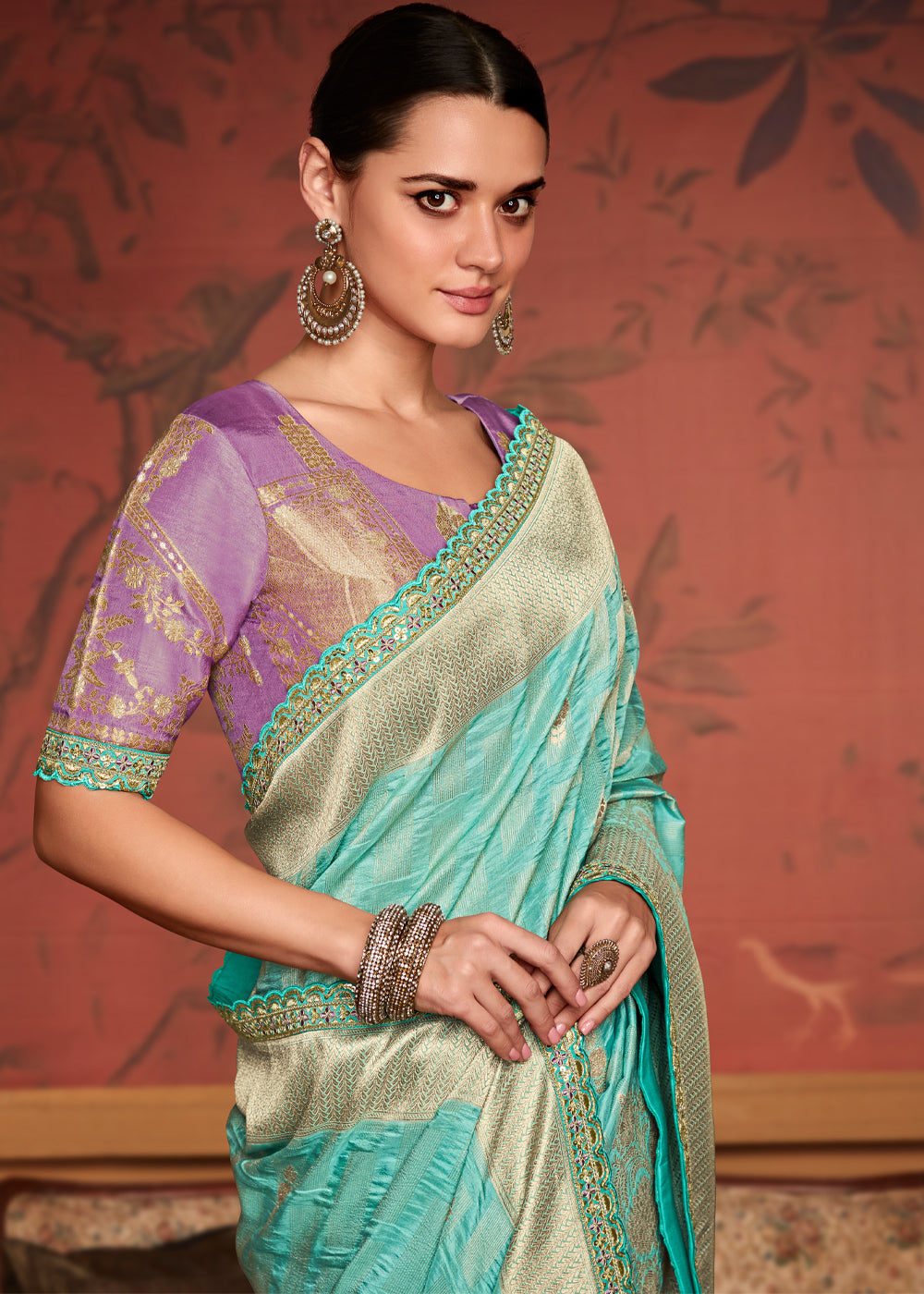 MySilkLove Sinbad Blue Woven Banarasi Designer Silk Saree With Embroidered Blouse