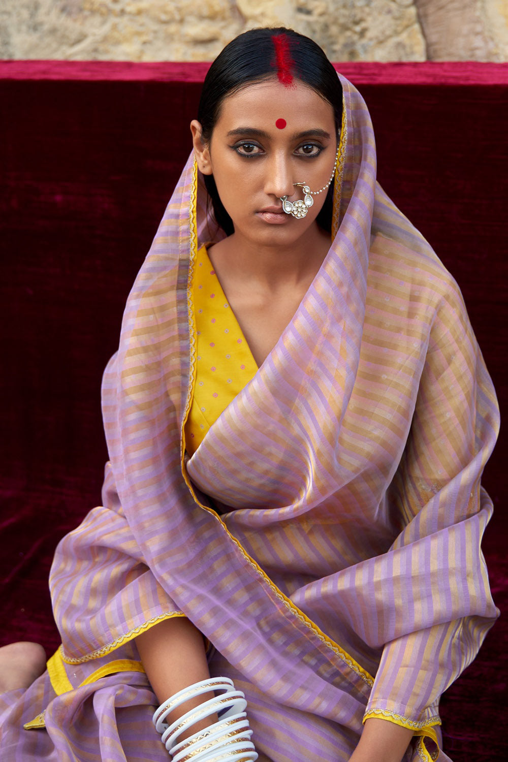 Buy MySilkLove Glossy Grape Purple Woven Organza Silk Saree Online