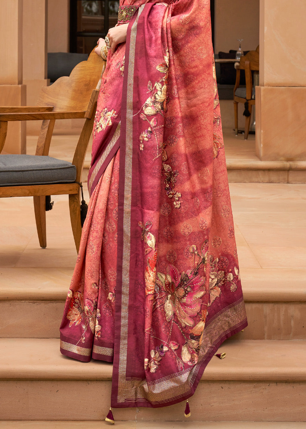 Buy MySilkLove Carnation Pink Printed Patola Soft Silk Saree Online