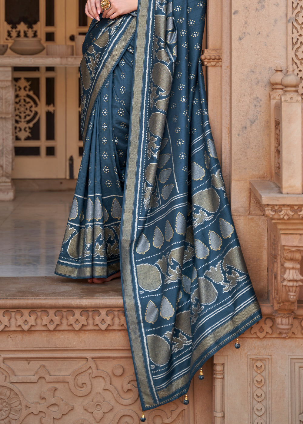 Buy MySilkLove Nevada Blue Woven Banarasi Soft Silk Saree Online