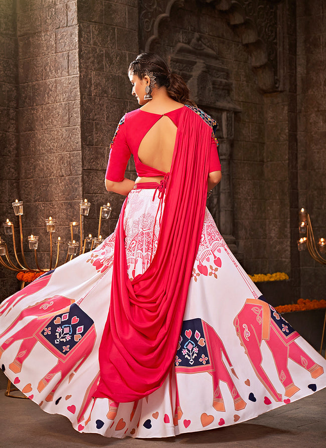 Buy MySilkLove Carnation Pink and Blue Lehenga Choli Online