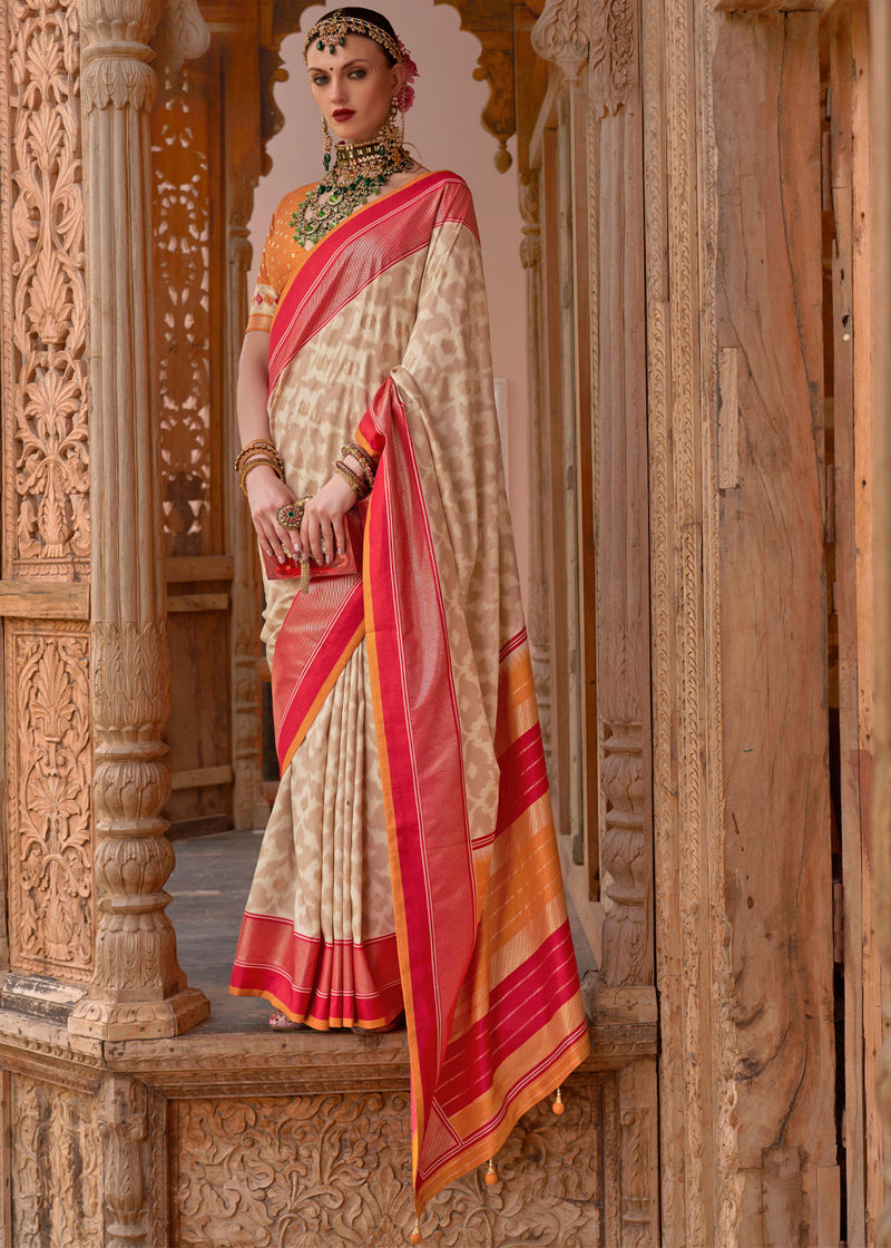 Festive Wear Weaving Designer Cream Color Cotton Silk Saree With Blouse  Piece (280) at Rs 450 in Surat