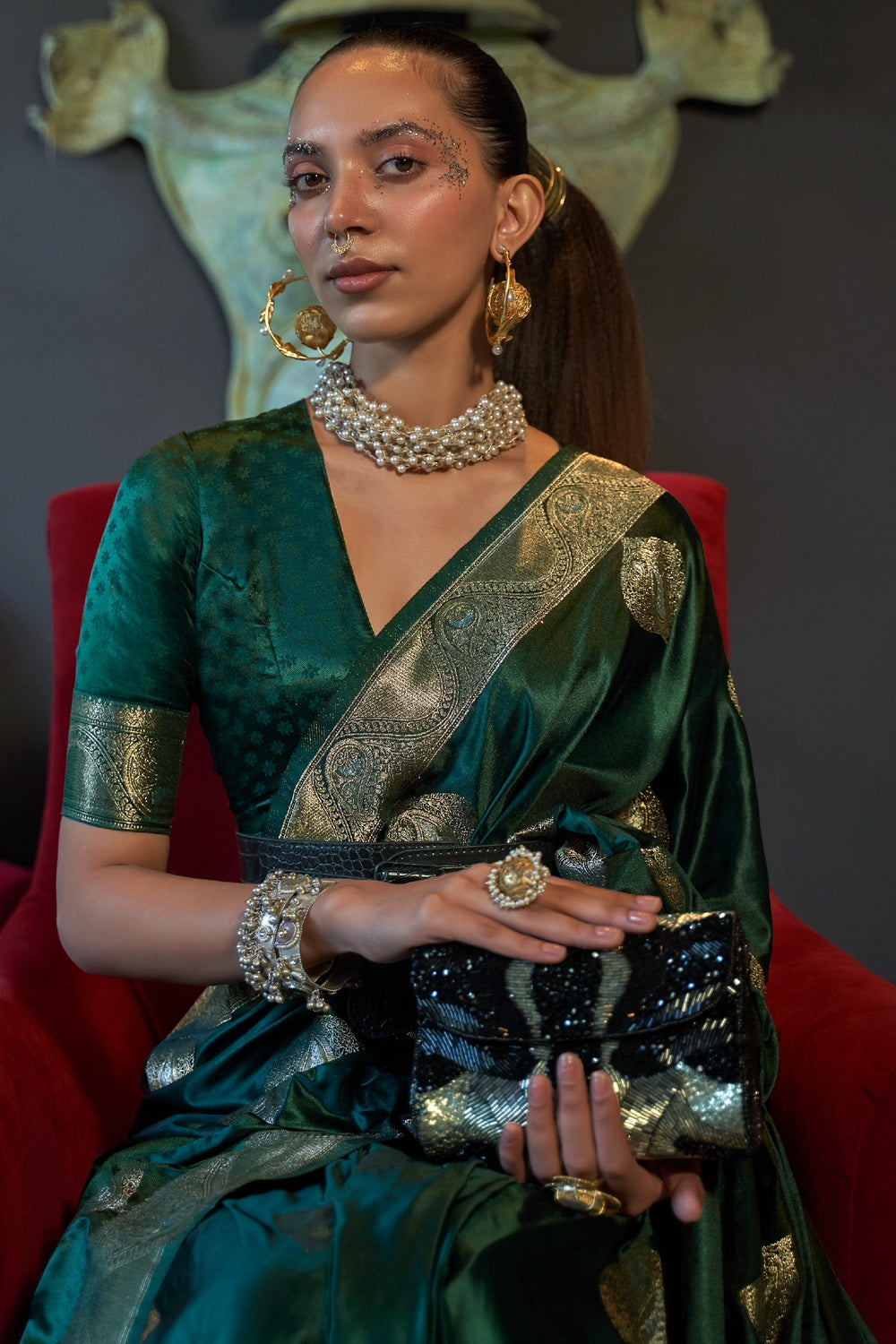 MySilkLove Laurel Green Woven Banarasi Silk Saree
