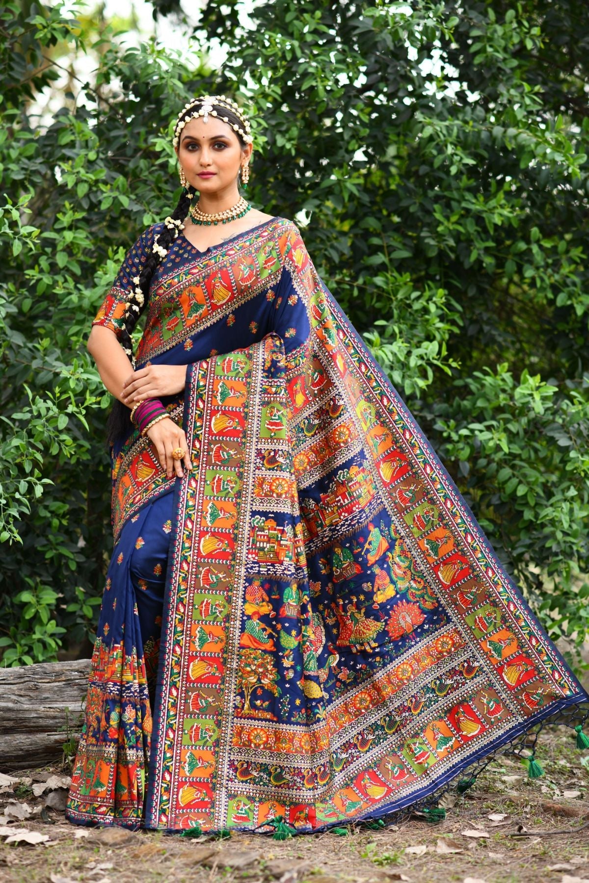 Buy MySilkLove Bunting Blue Kashmiri Handloom Weaving Saree Online