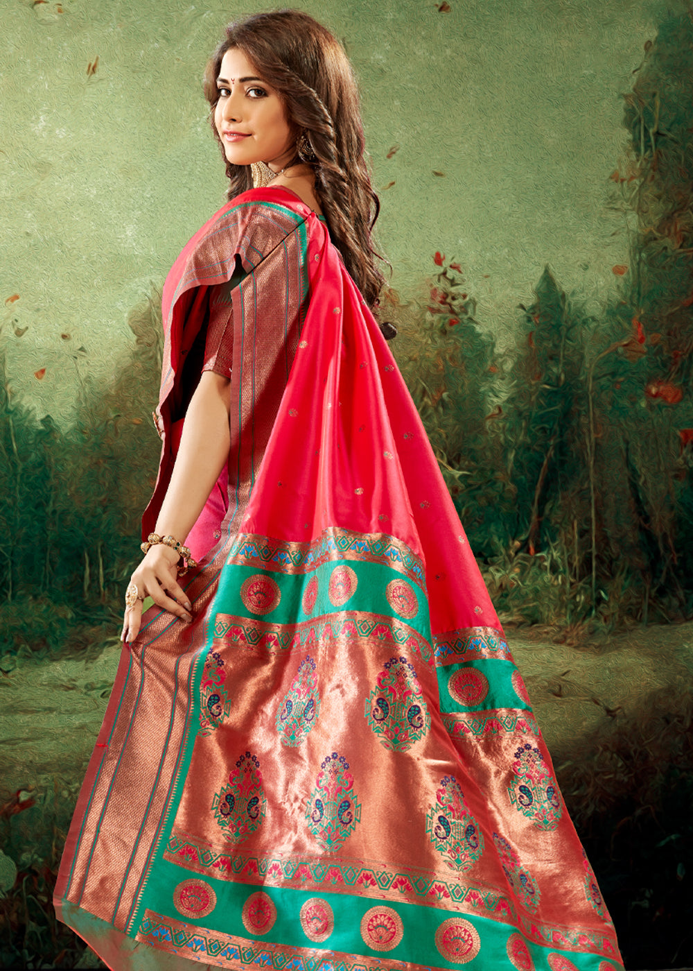 Buy MySilkLove Scarlet Red Woven Paithani Soft Silk Saree Online