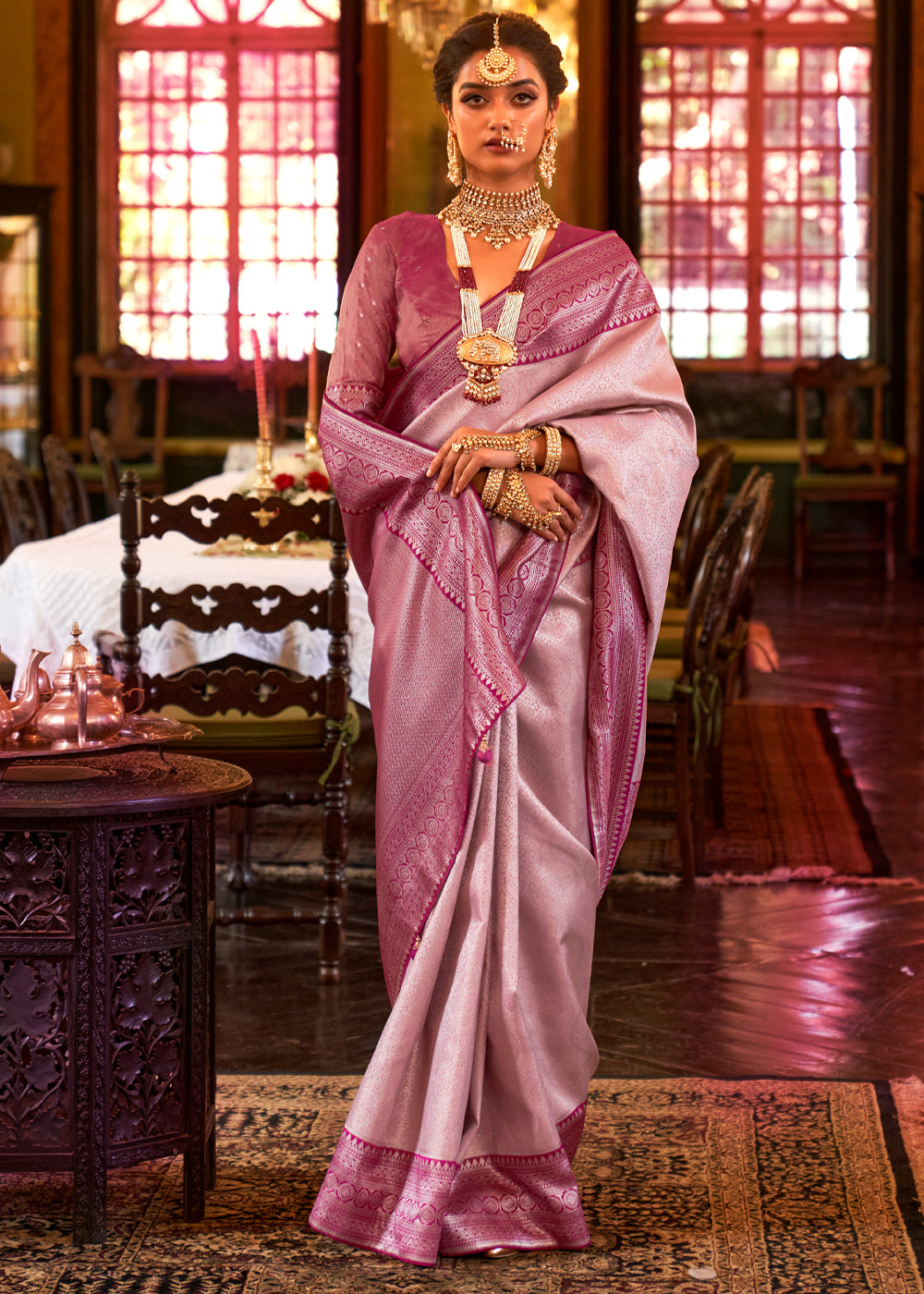Buy MySilkLove Illusion Purple Woven Kanjivaram Saree Online
