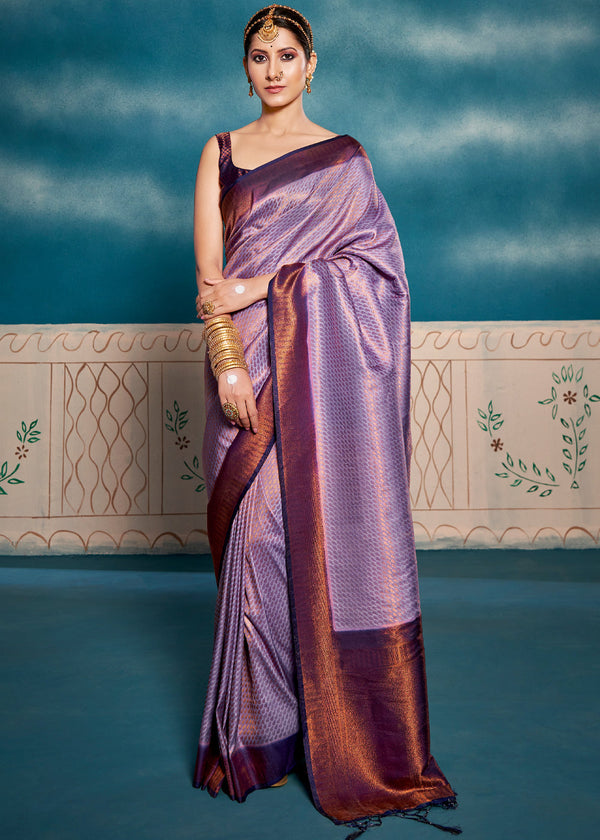 Lily Purple Woven Kanjivaram Silk Saree