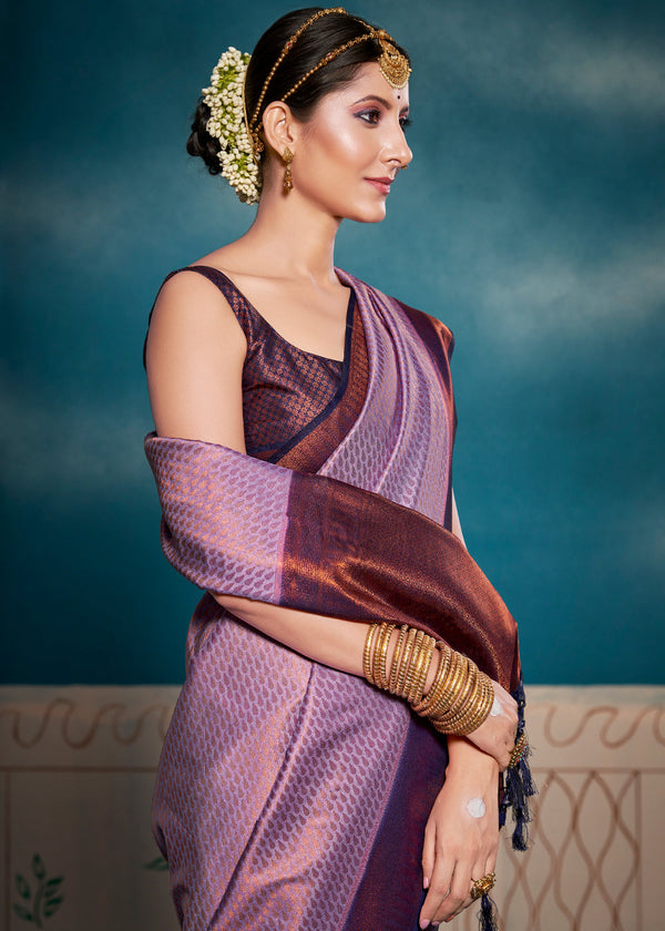 Lily Purple Woven Kanjivaram Silk Saree
