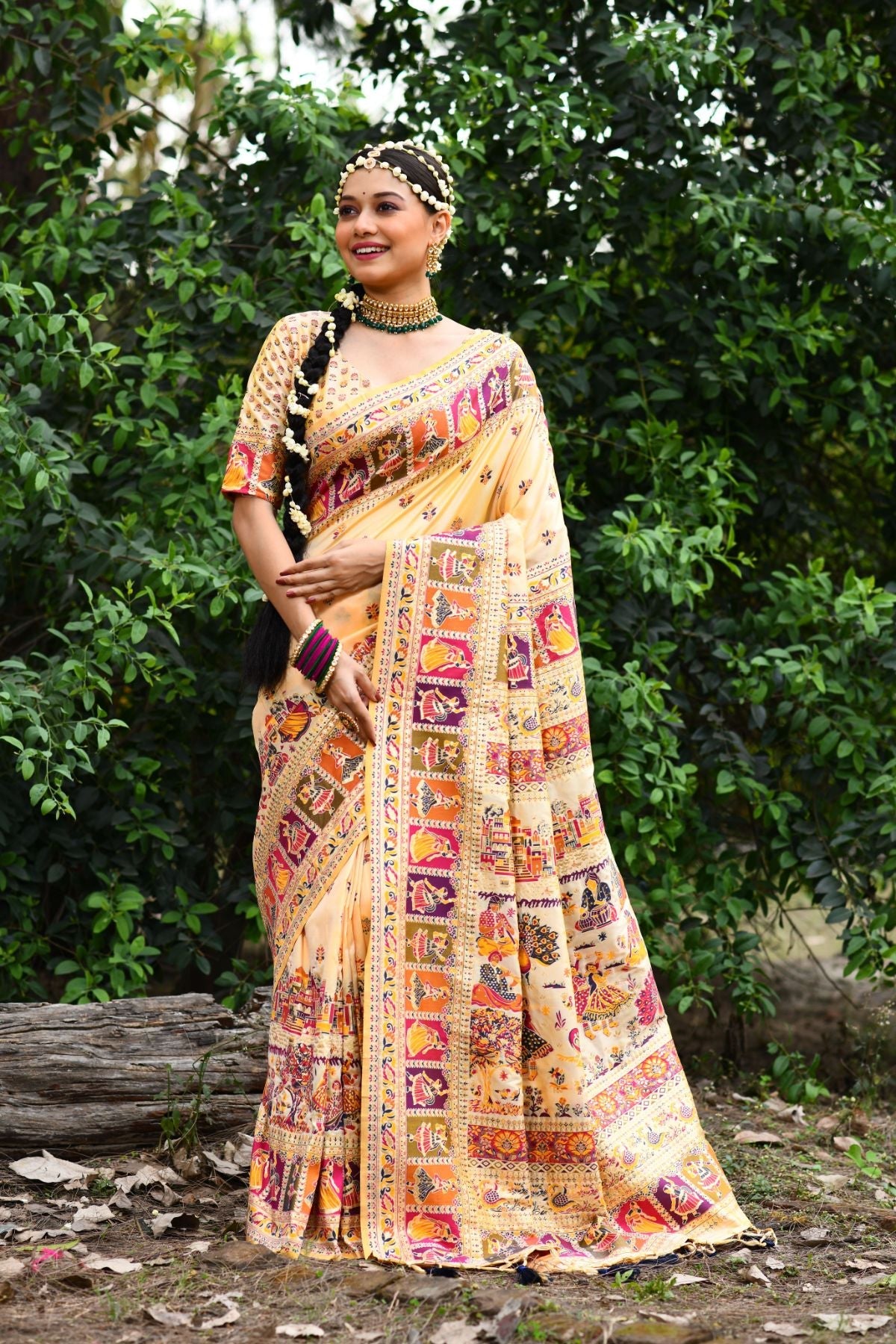 Buy MySilkLove Maize Golden Pashmina Silk Saree Online