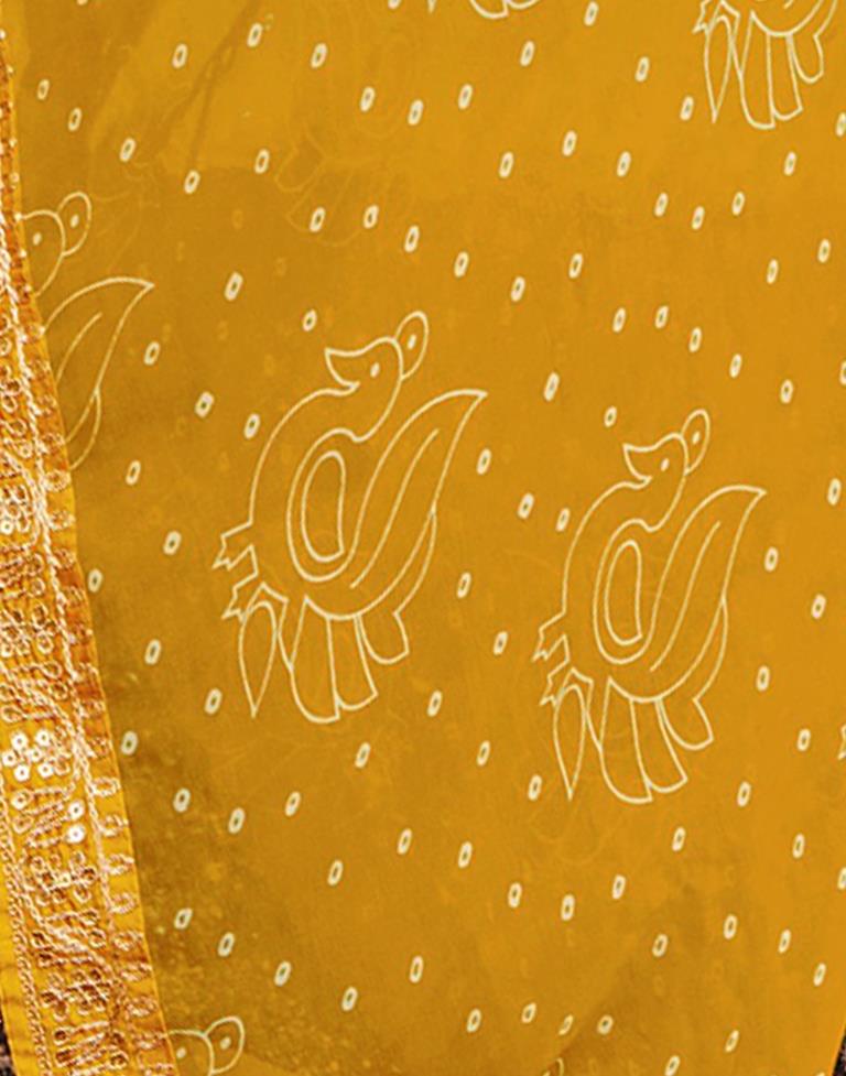 Buy MySilkLove Tulip Tree Yellow Georgette Bandhani Saree Online