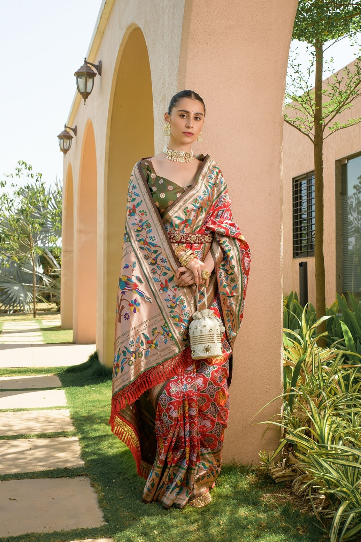 Buy MySilkLove Carmine Red Woven Paithani Silk Saree Online