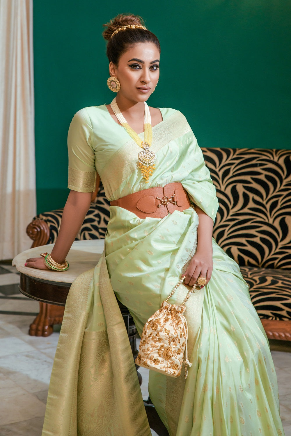 MySilkLove Pixie Green Woven Soft Silk Saree