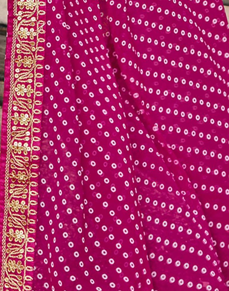 Hibiscus Pink Georgette Bandhani Saree