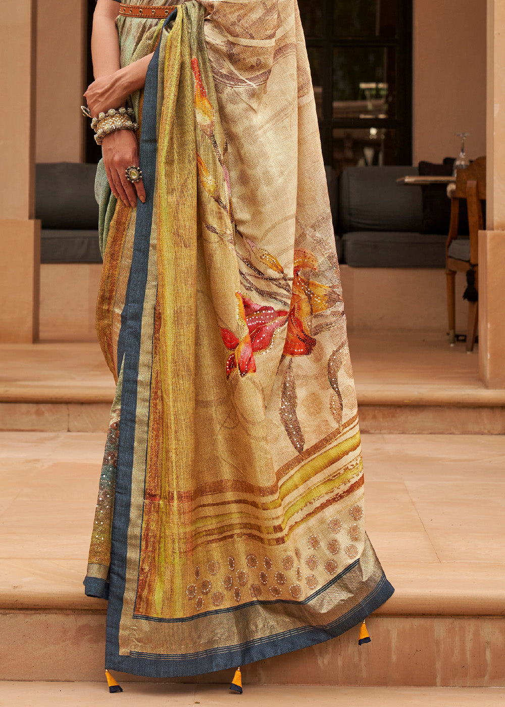 Buy MySilkLove Chenin Yellow Printed Patola Soft Silk Saree Online