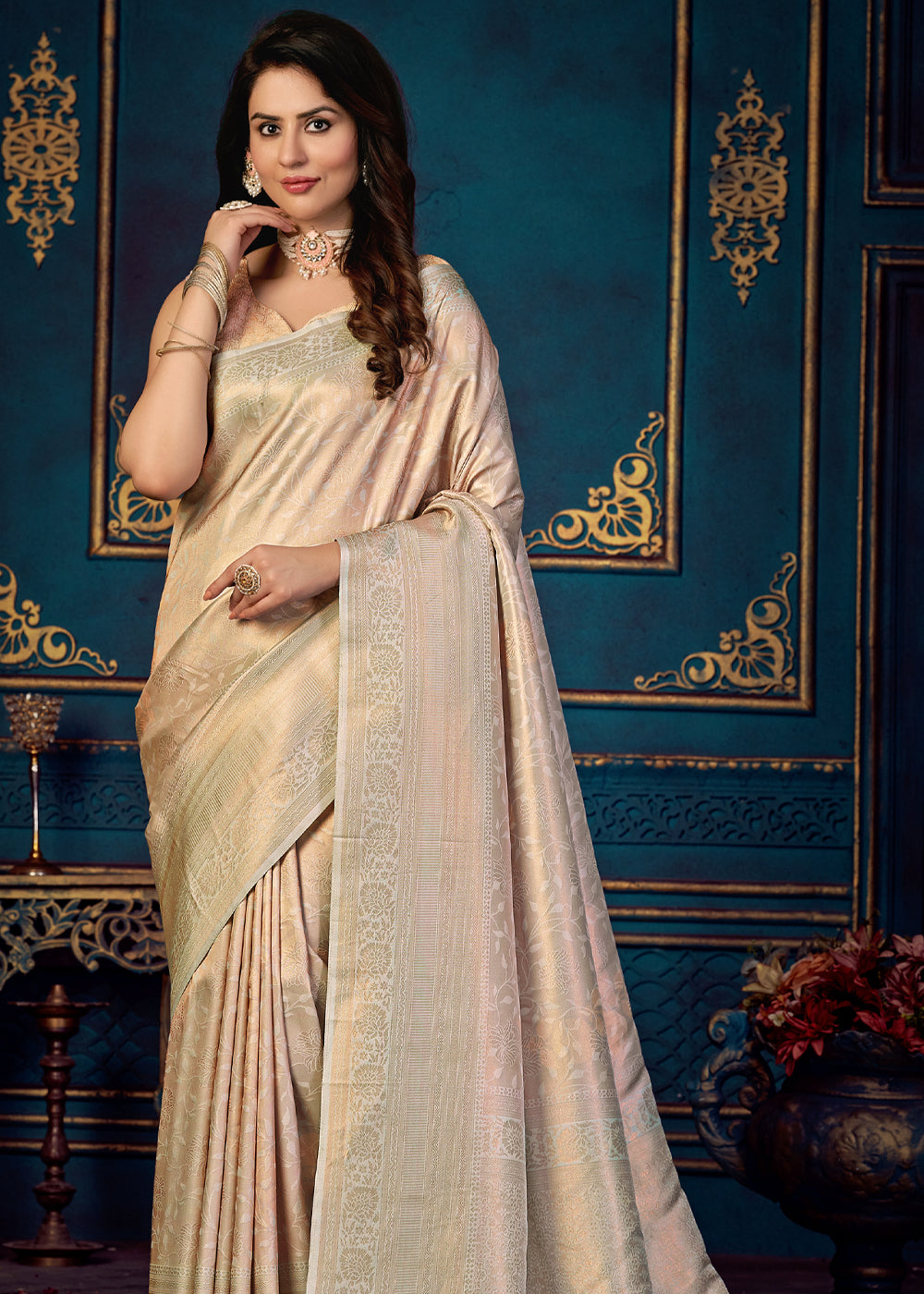 Buy MySilkLove Stark Grey Woven Banarasi Jacquard Silk Saree Online