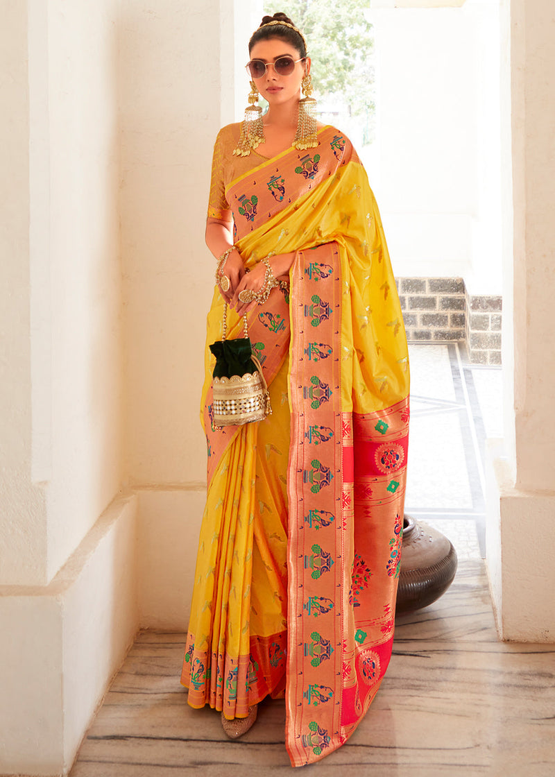 Buy VEERA GROUPS Embroidered Bollywood Art Silk Yellow Sarees Online @ Best  Price In India | Flipkart.com