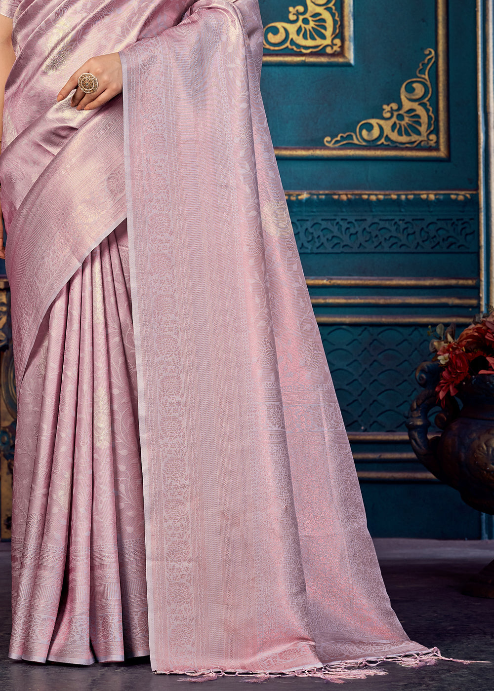 Buy MySilkLove Blossom Purple Woven Banarasi Jacquard Silk Saree Online