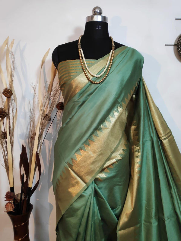 Buy MySilkLove Attractive Woven Assam Silk Saree With Temple Zari Border Online