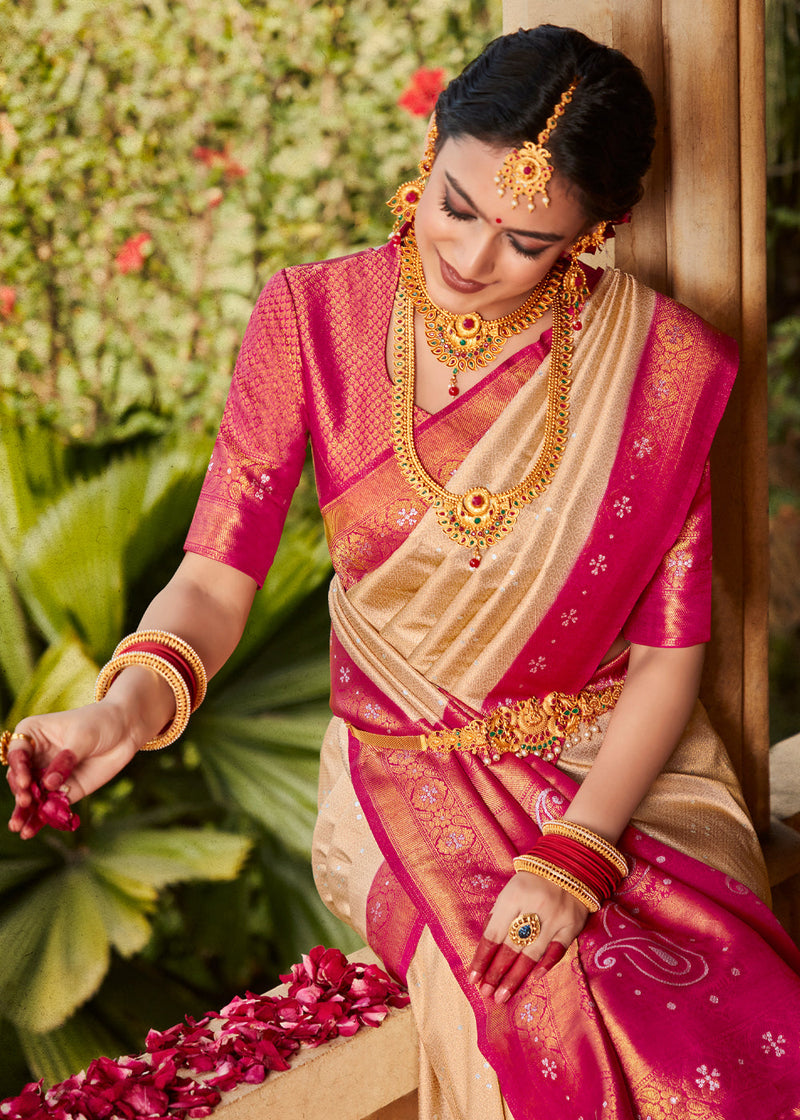 Buy Anjaneya Sarees Self Design Banarasi Silk Blend Pink, Yellow Sarees  Online @ Best Price In India | Flipkart.com