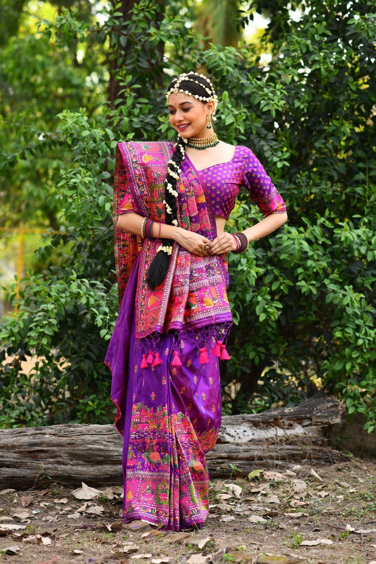 Buy MySilkLove Mulberry Wood Purple Pashmina Silk Saree Online