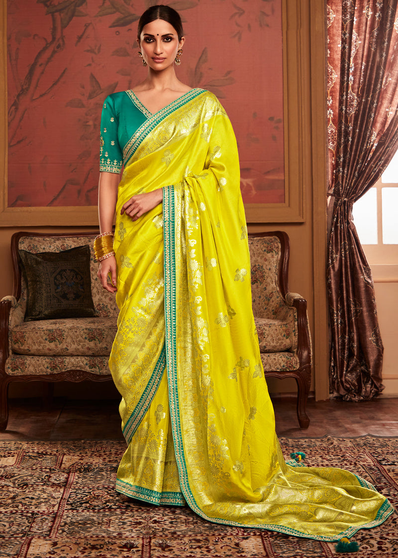 Cotton silk saree with contrast blouse – Chickpet Sarees