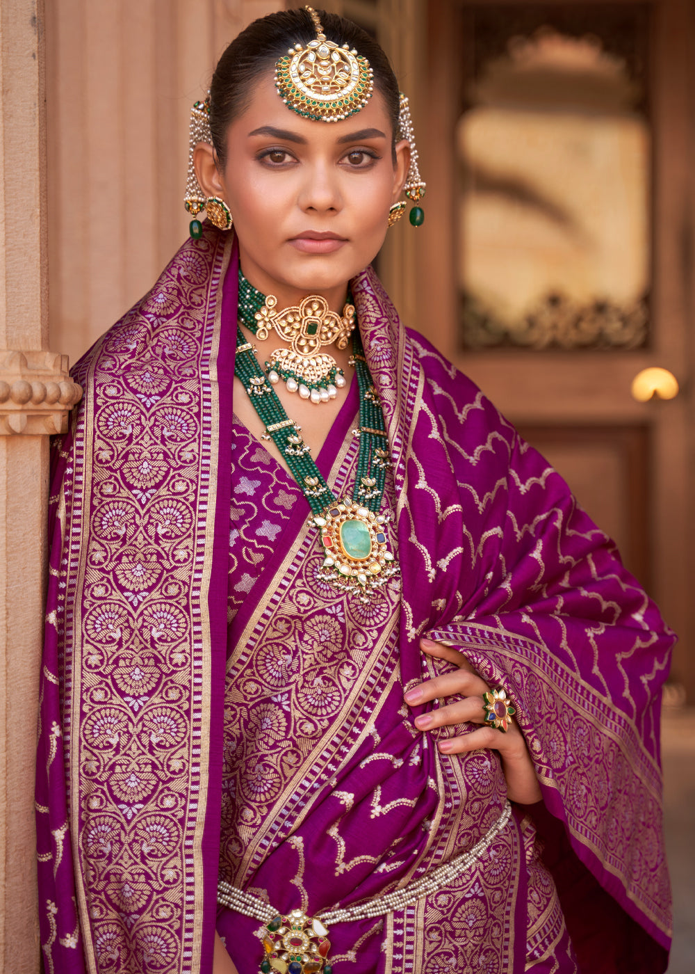 MySilkLove Medium Purple Woven Banarasi Soft Silk Saree